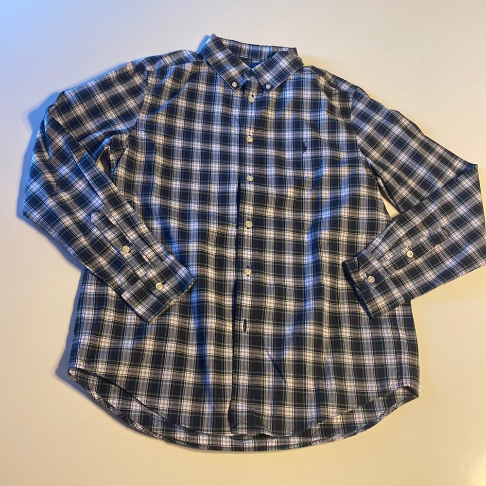 Ralph Lauren Plaid Button Down Boys Large 14-16